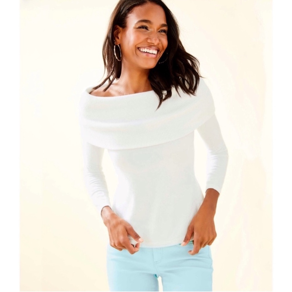 Lilly Pulitzer White Off the Shoulder Sweater
